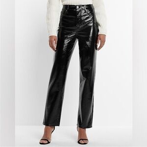 Express Black Glossy Wide Leg Jeans